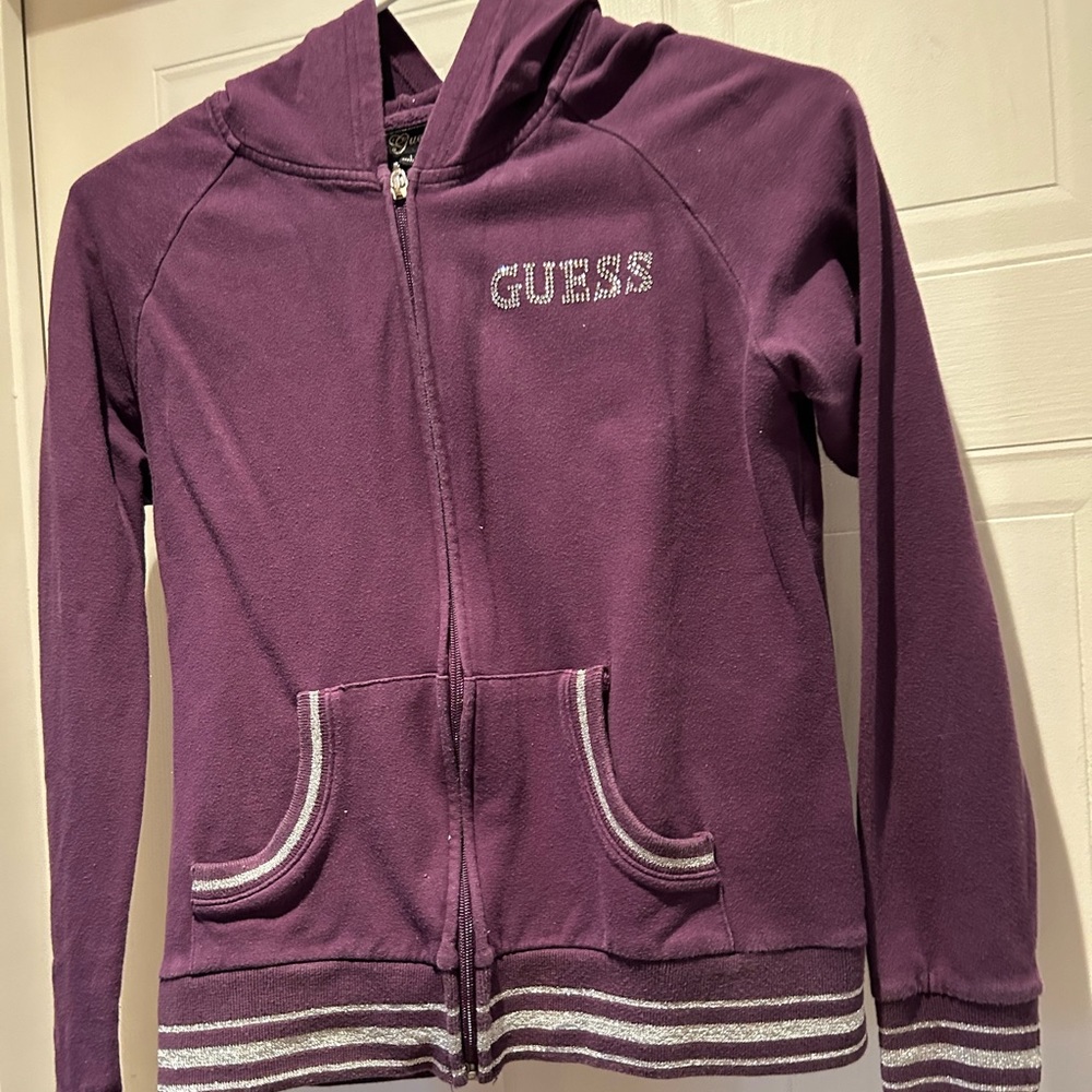 Purple Guess track suit with silver detail